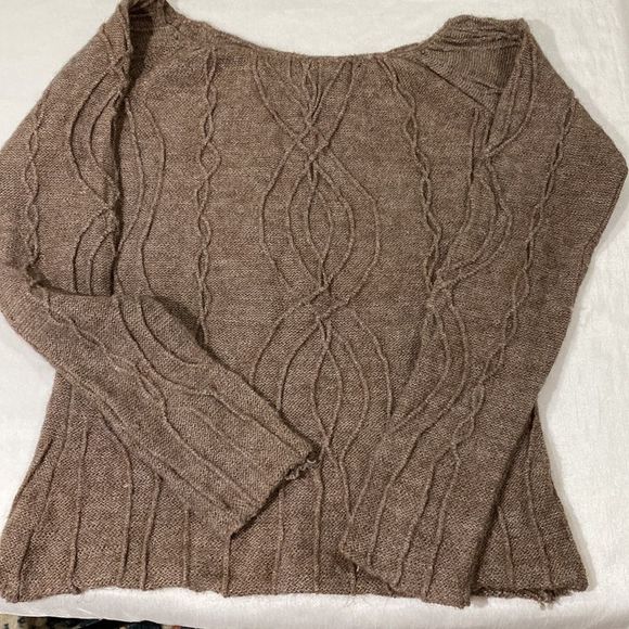 Free People Alpaca Blend Mink Scoop Neck Knit Sweater Pullover Size L - Picture 2 of 11